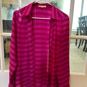 Banana Republic hot pink & pink striped blouse, sz med, beautiful!  Barely worn